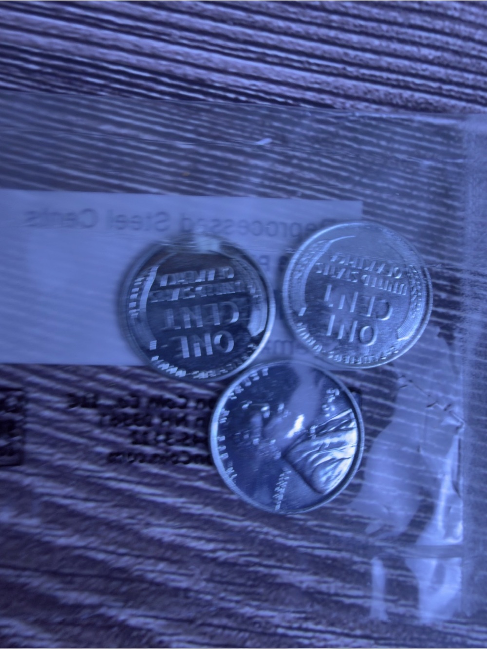 1943 P D S Reprocessed Steel Cents Set Littleton Sealed WWII 3 Coins - Picture 2 of 2
